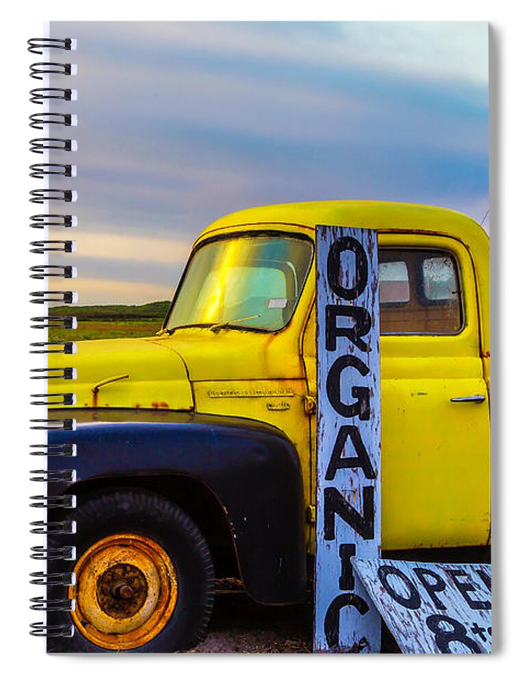 Truck Spiral Notebook featuring the photograph Truck With Strawberry Sign by Garry Gay