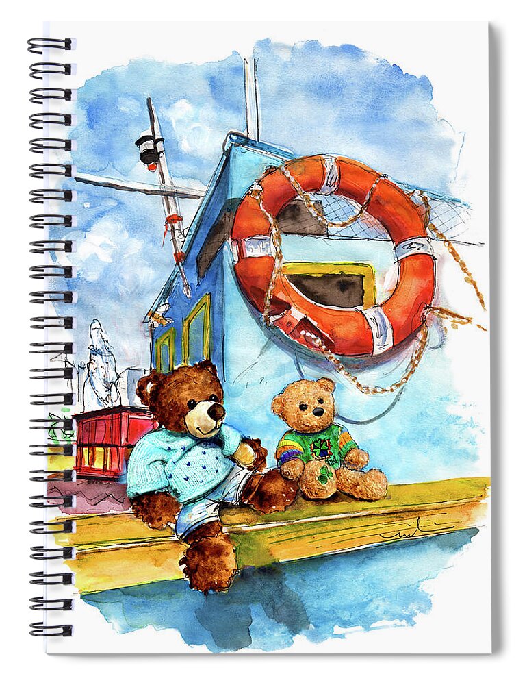 Travel Spiral Notebook featuring the painting Truffle McFurry And Galway In Marsaxlokk by Miki De Goodaboom