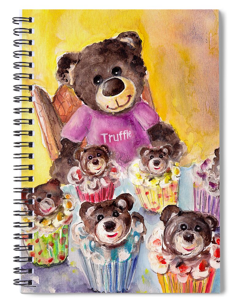 Animals Spiral Notebook featuring the painting Truffle McFurry And The Bear Cupcakes by Miki De Goodaboom