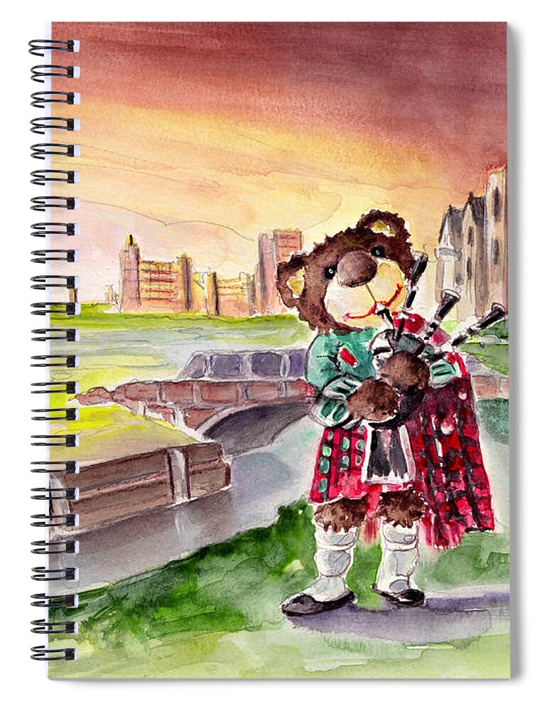 Animals Spiral Notebook featuring the painting Truffle McFurry Playing The Bagpipes At St Andrews by Miki De Goodaboom