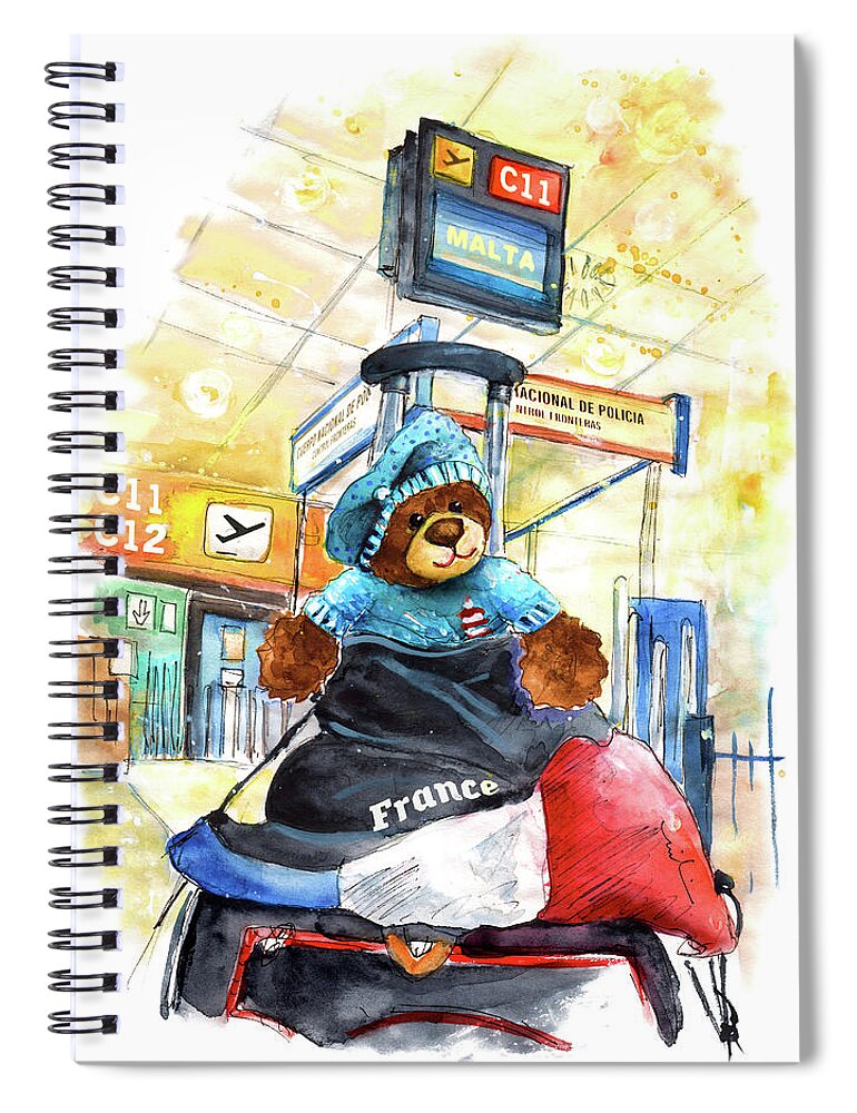 Travel Spiral Notebook featuring the painting Truffle McFurry On His Way To Malta by Miki De Goodaboom