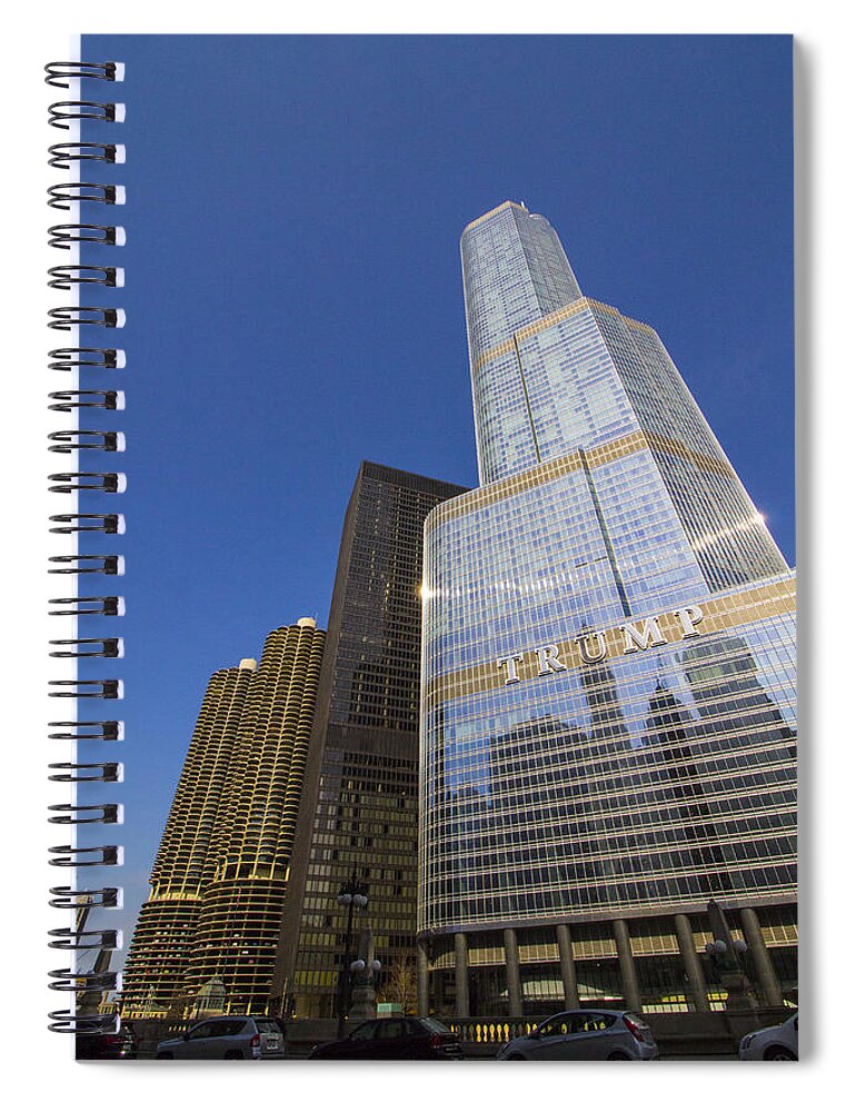 Trump Tower Spiral Notebook featuring the photograph Trump Tower and Marina City by Robert Storost