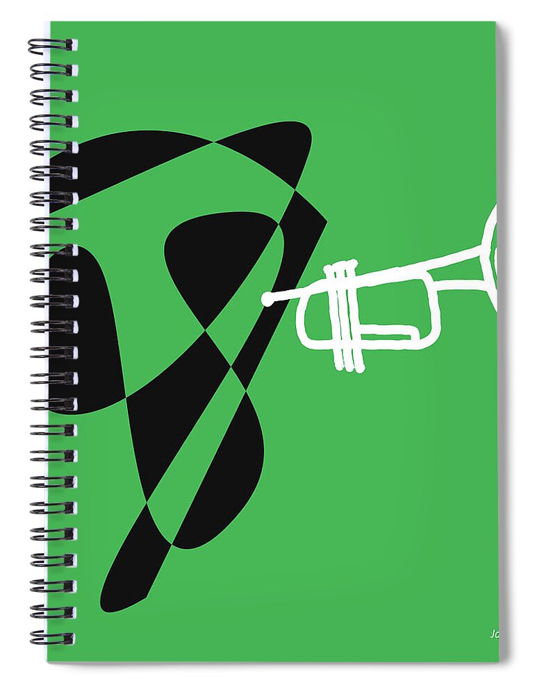 Jazzdabri Spiral Notebook featuring the digital art Trumpet in Green by David Bridburg