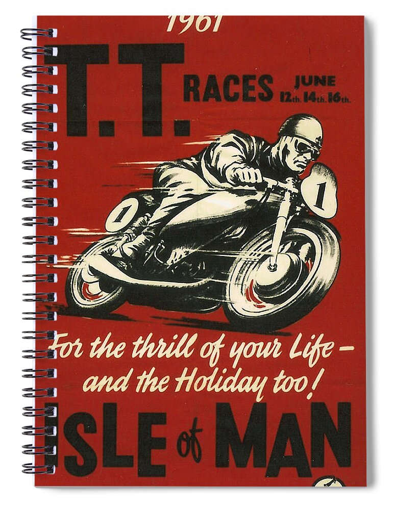 Tt Spiral Notebook featuring the digital art TT Races 1961 by Georgia Fowler