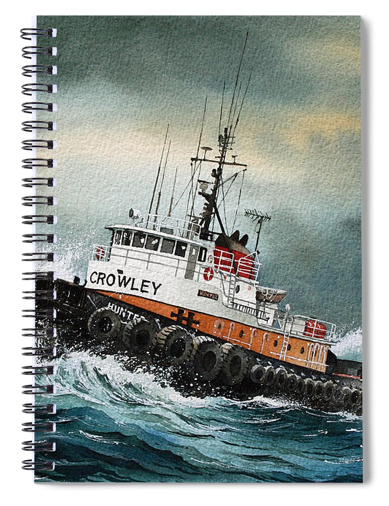 Tugs Spiral Notebook featuring the painting Tugboat HUNTER CROWLEY by James Williamson