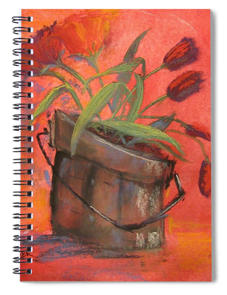Tulip Spiral Notebook featuring the painting Tulip Bucket by Terri Einer