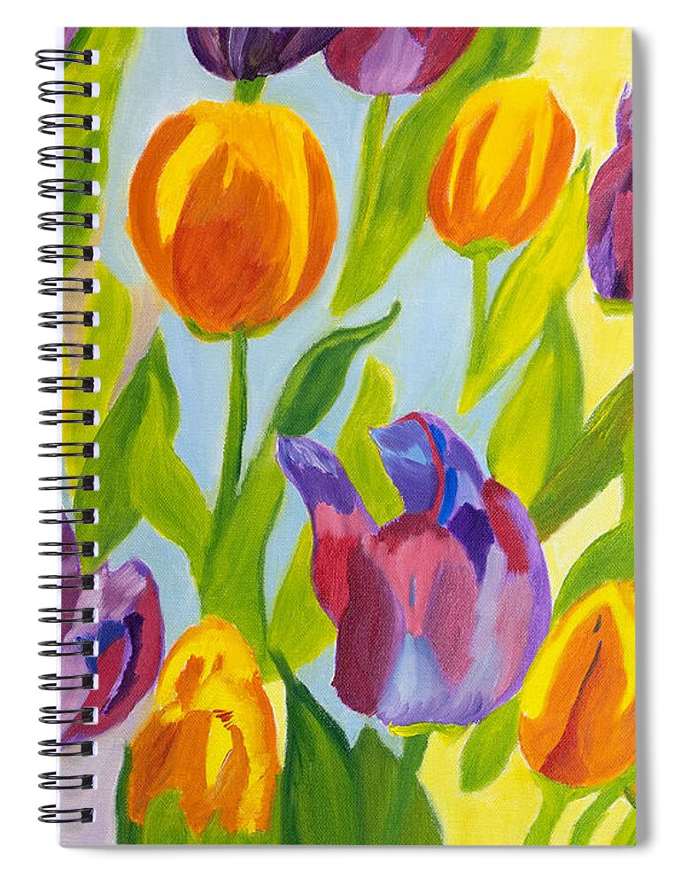Tulips Spiral Notebook featuring the painting Tulip Fest by Meryl Goudey
