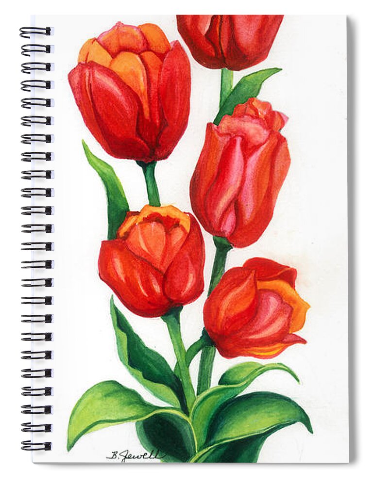 Tulips Spiral Notebook featuring the painting Tulip Time by Barbara Jewell