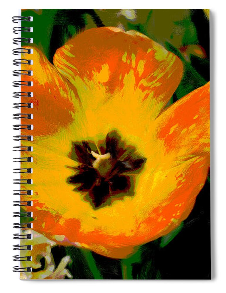 Tulipa Yellow And Gold Flower. Flower Art Spiral Notebook featuring the digital art Tulipa by Don Wright