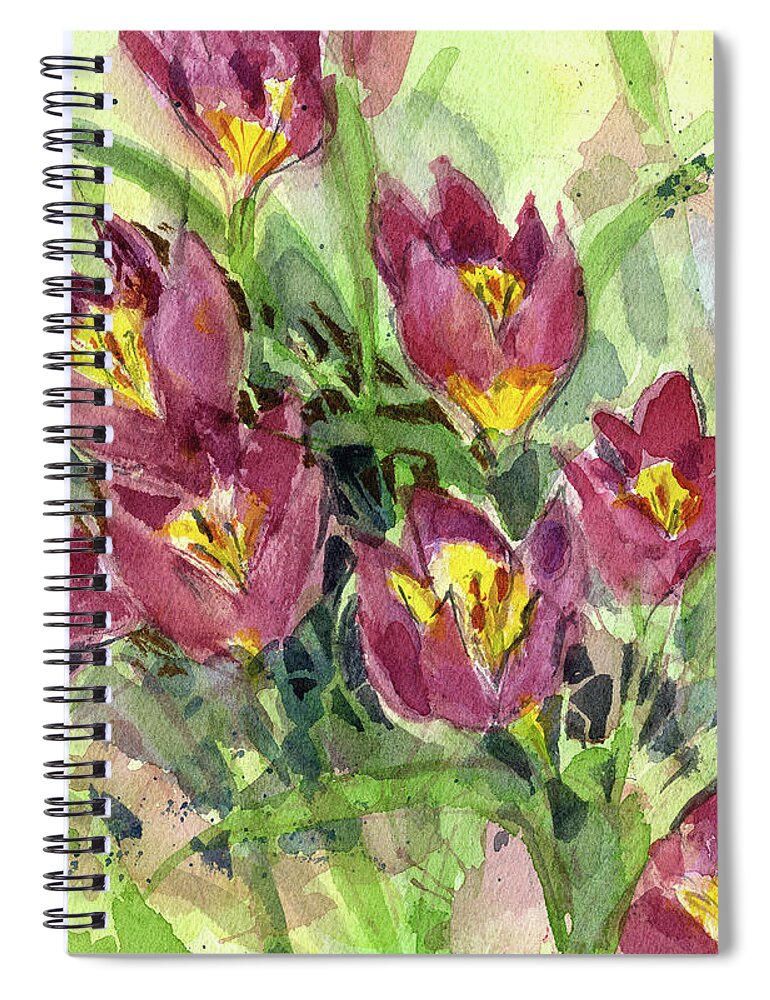 Tulips Spiral Notebook featuring the painting Tulipa by Garden Gate