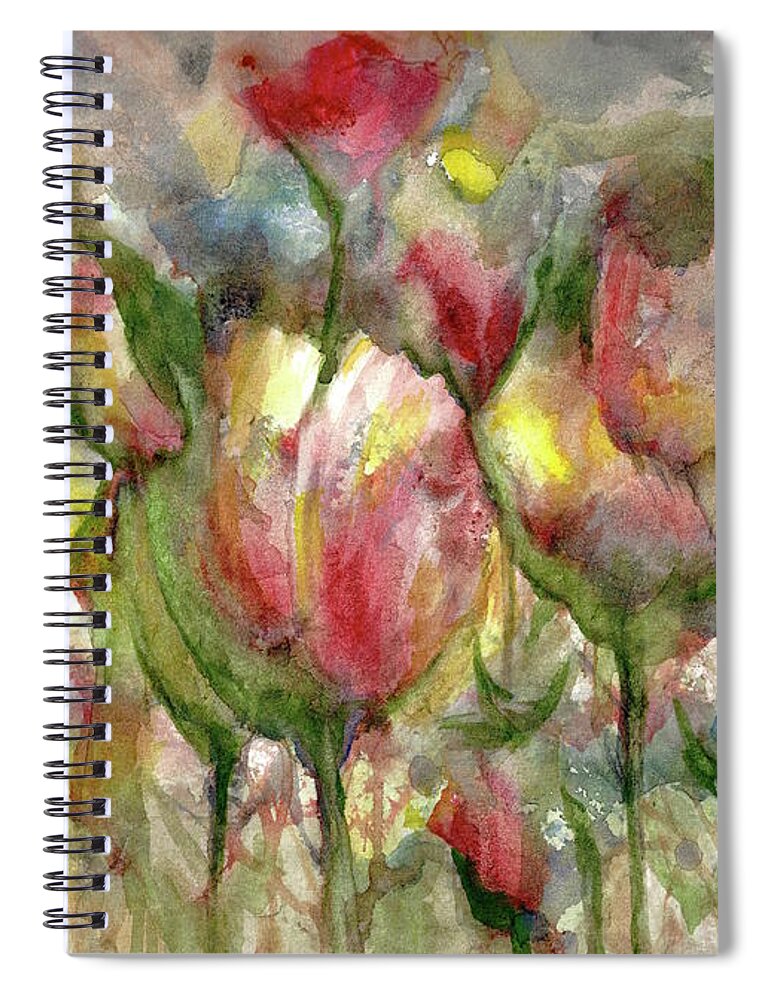 #creativemother Spiral Notebook featuring the painting Tulipes by Francelle Theriot