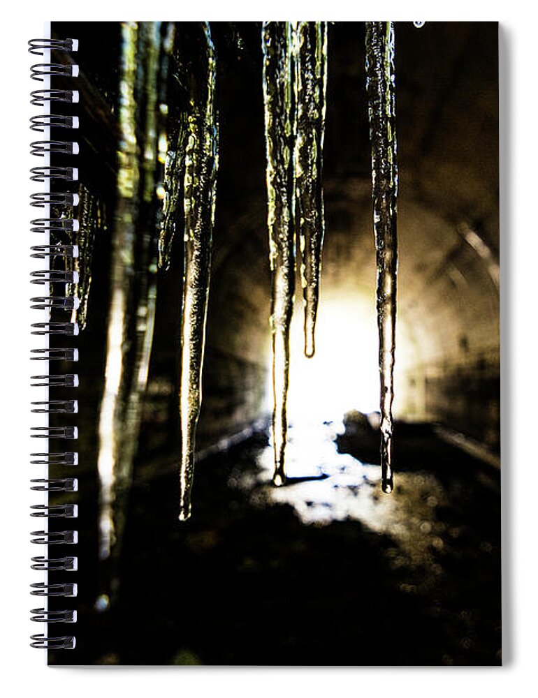Tunnel Spiral Notebook featuring the photograph Tunnel Icicles by Pelo Blanco Photo