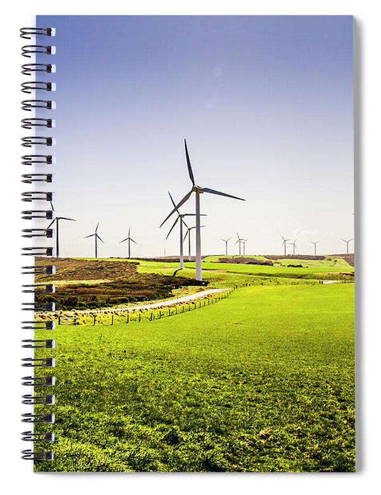 Turbine Spiral Notebook featuring the photograph Turbine fields by Jorgo Photography