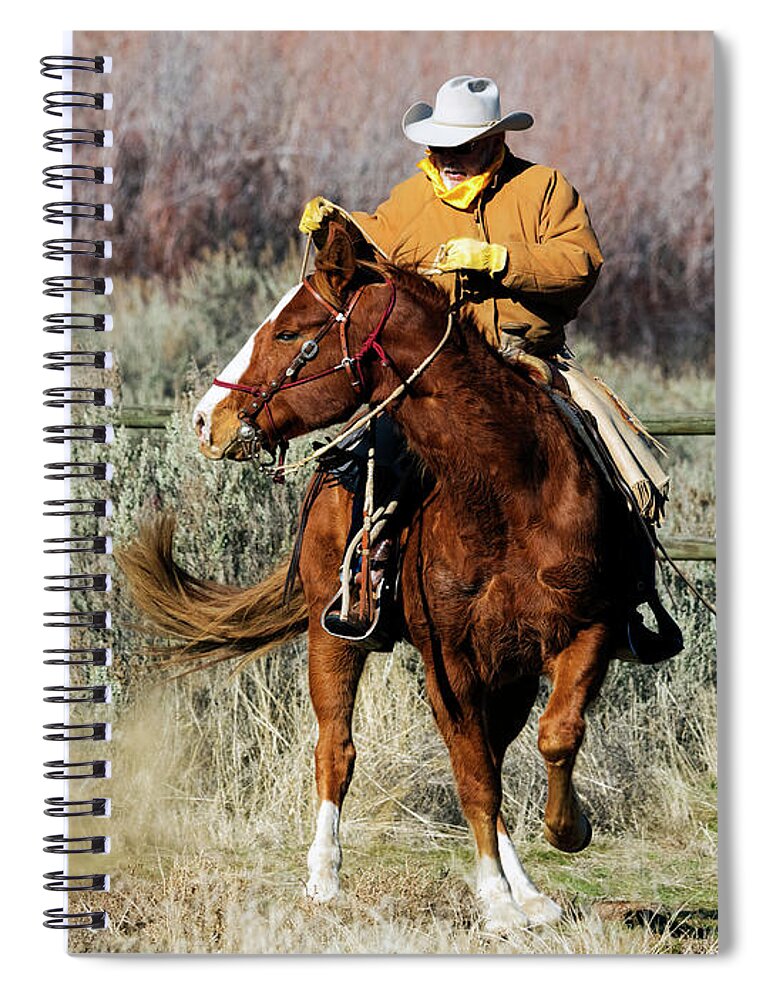 Cowboy Spiral Notebook featuring the photograph Turn Right by Michael Dawson