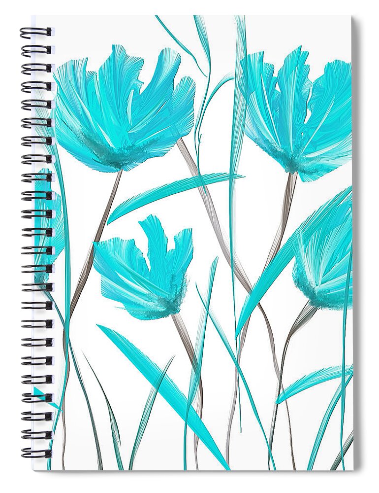 Blue Spiral Notebook featuring the painting Turquoise Bloom by Lourry Legarde