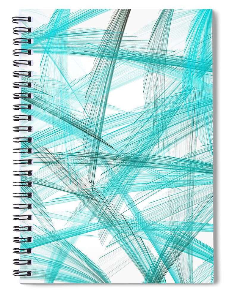 Blue Spiral Notebook featuring the painting Turquoise Spikes by Lourry Legarde