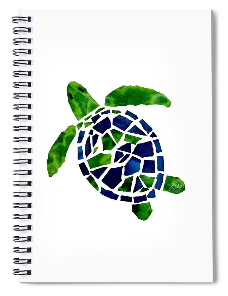 Turtle Spiral Notebook featuring the glass art Turtle Mosaic cut out by Jan Marvin