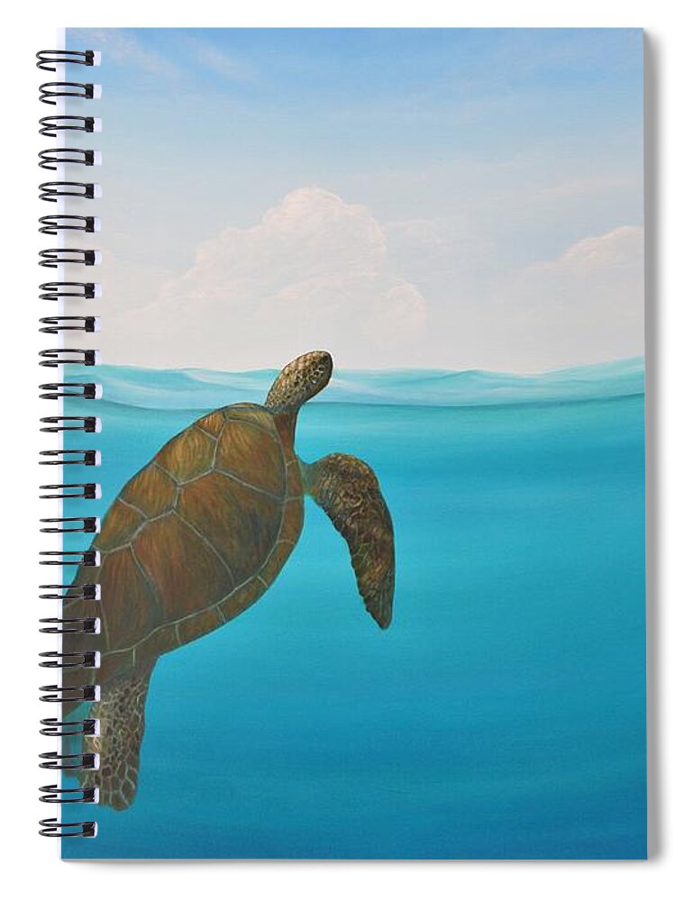 Sea Spiral Notebook featuring the painting Turtle Rising by Torrence Ramsundar
