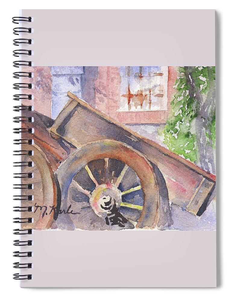 Ox Cart Spiral Notebook featuring the painting Tuscan Ox Cart by Marsha Karle