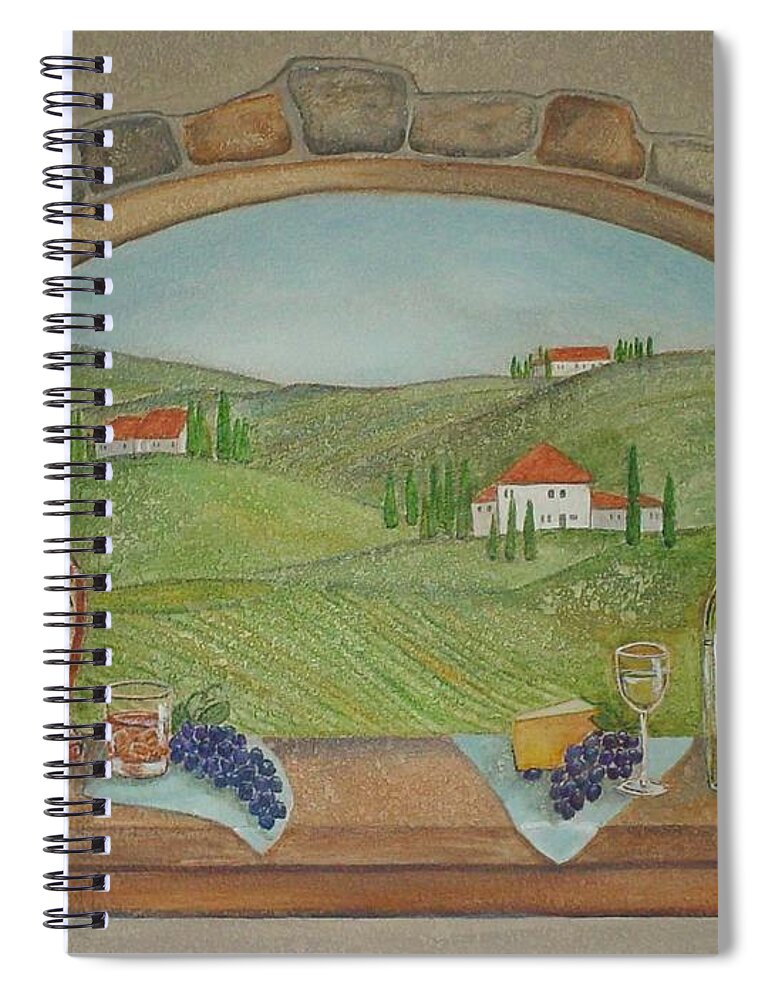 Mural Spiral Notebook featuring the painting Tuscan Window View by Anita Burgermeister