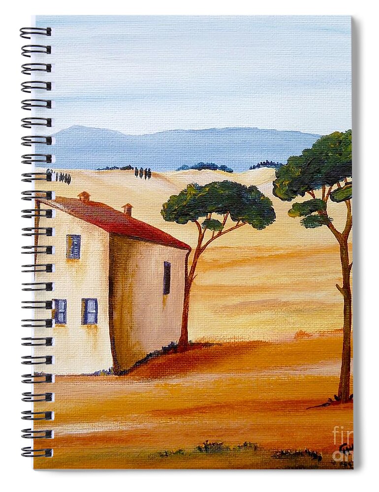 Tuscany Spiral Notebook featuring the painting Tuscany Modern 2 by Christine Huwer