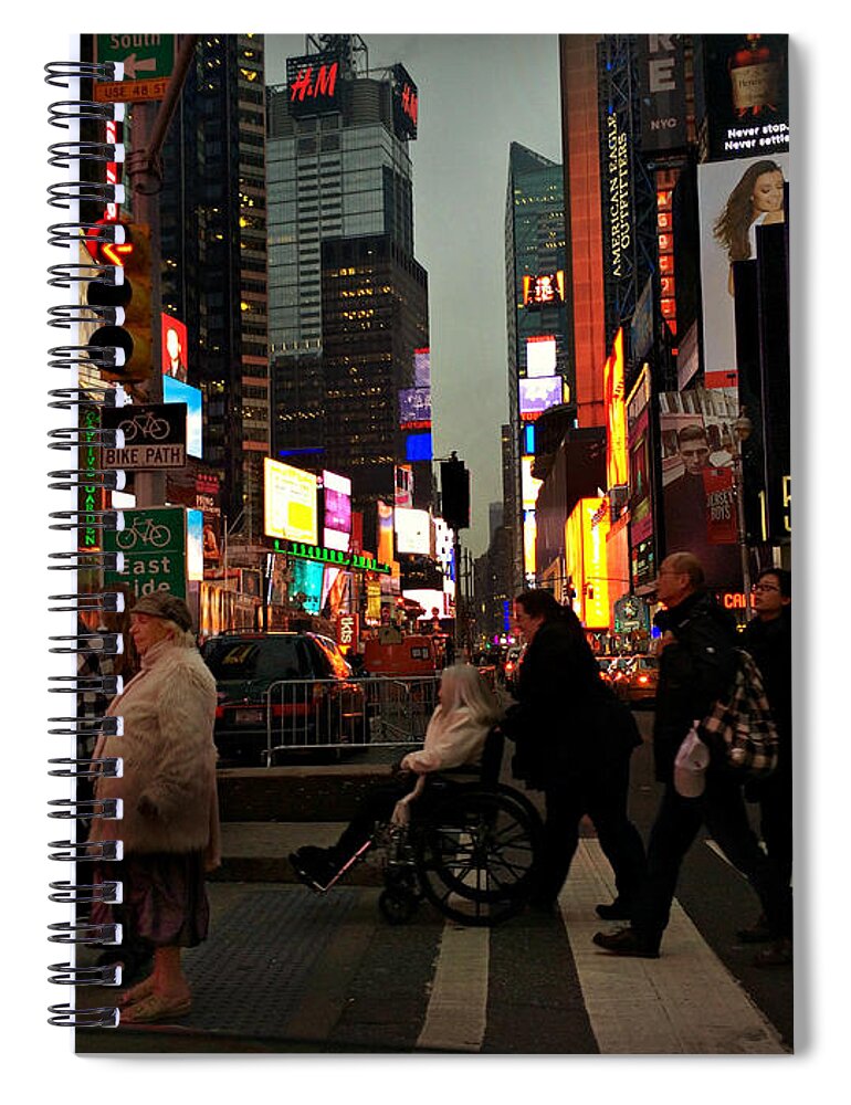 Times Square Spiral Notebook featuring the photograph Twas the Night Before New Years - Times Square New York by Miriam Danar