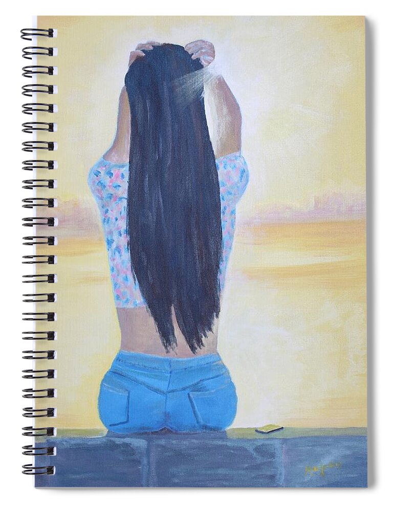 Girl Spiral Notebook featuring the painting Tweet from God by Mike Jenkins