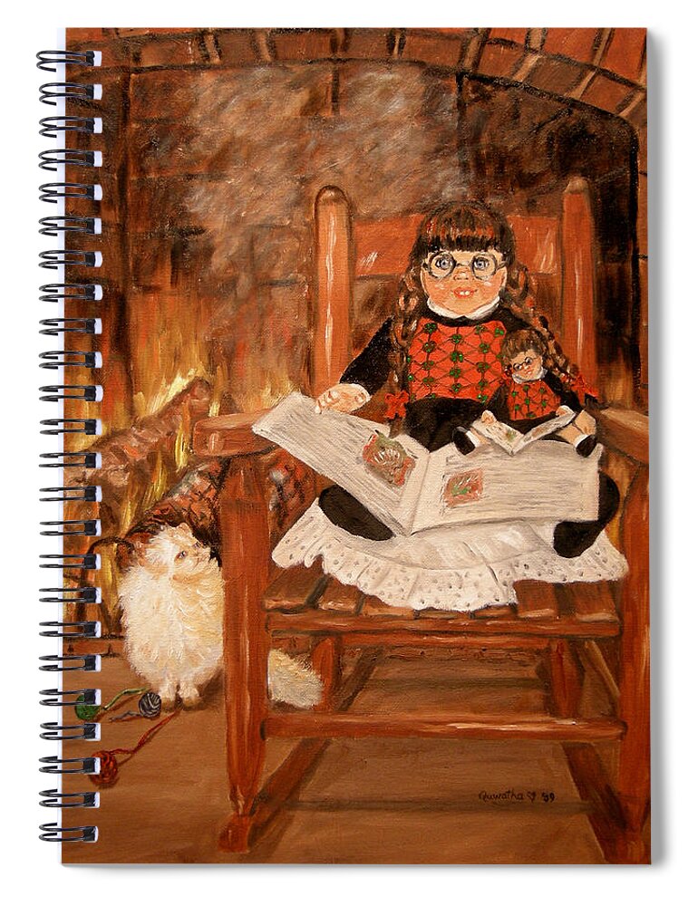 Doll Spiral Notebook featuring the painting Twice Upon a Time by Quwatha Valentine
