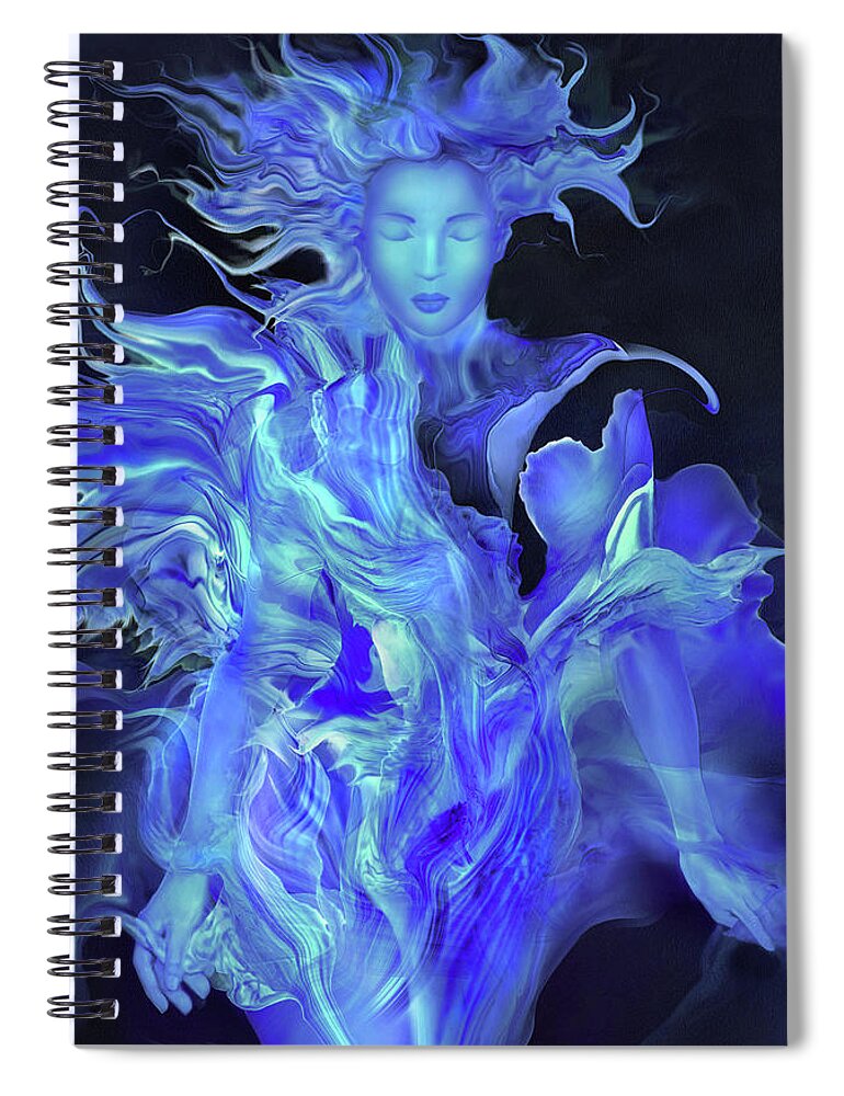 Abstract Woman Spiral Notebook featuring the digital art Twilight Blooming by Judith Barath