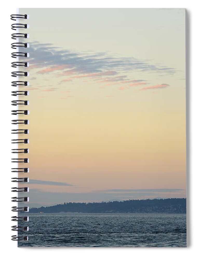 Sunset Spiral Notebook featuring the digital art Twilight moment in Puget Sound by Michael Lee