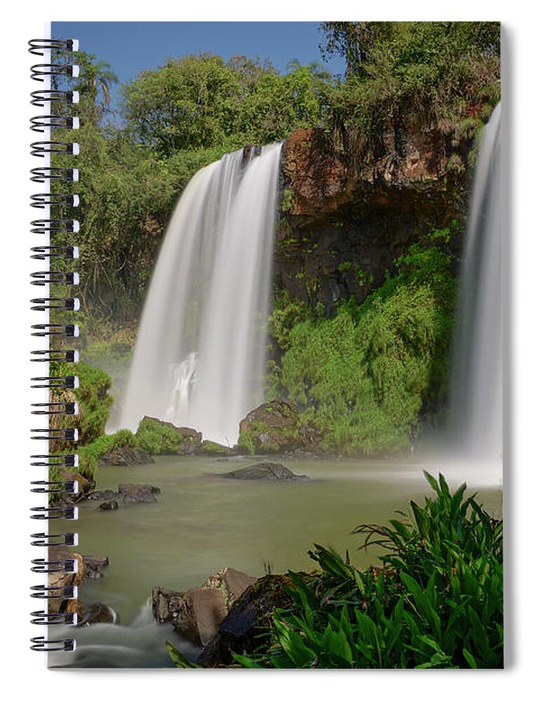Iguacu Falls Spiral Notebook featuring the photograph Twin Falls by Brian Kamprath