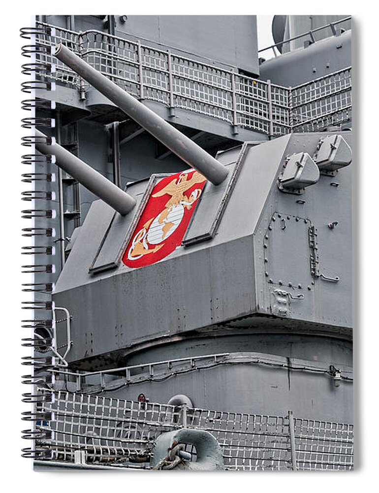 Uss Wisconsin Spiral Notebook featuring the photograph Twin Fives by Christopher Holmes