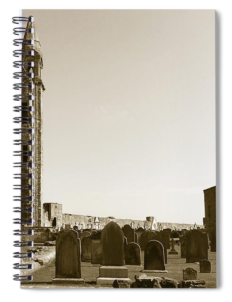 Twin Turrets And St. Rule's Tower Spiral Notebook featuring the photograph Twin turrets and St. Rule's tower by Elena Perelman