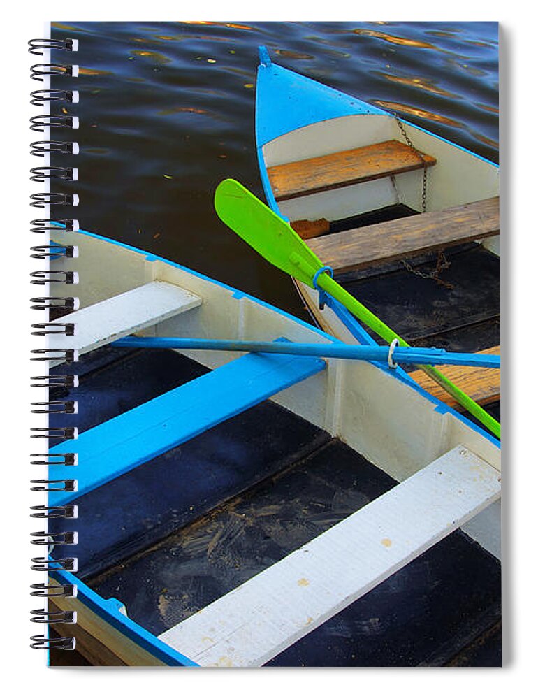 Anchored Spiral Notebook featuring the photograph Two boats by Carlos Caetano