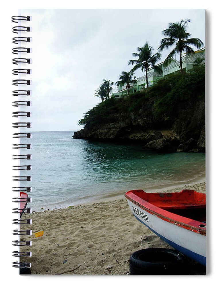 Boats Spiral Notebook featuring the photograph Two boats, Island of Curacao by Kurt Van Wagner