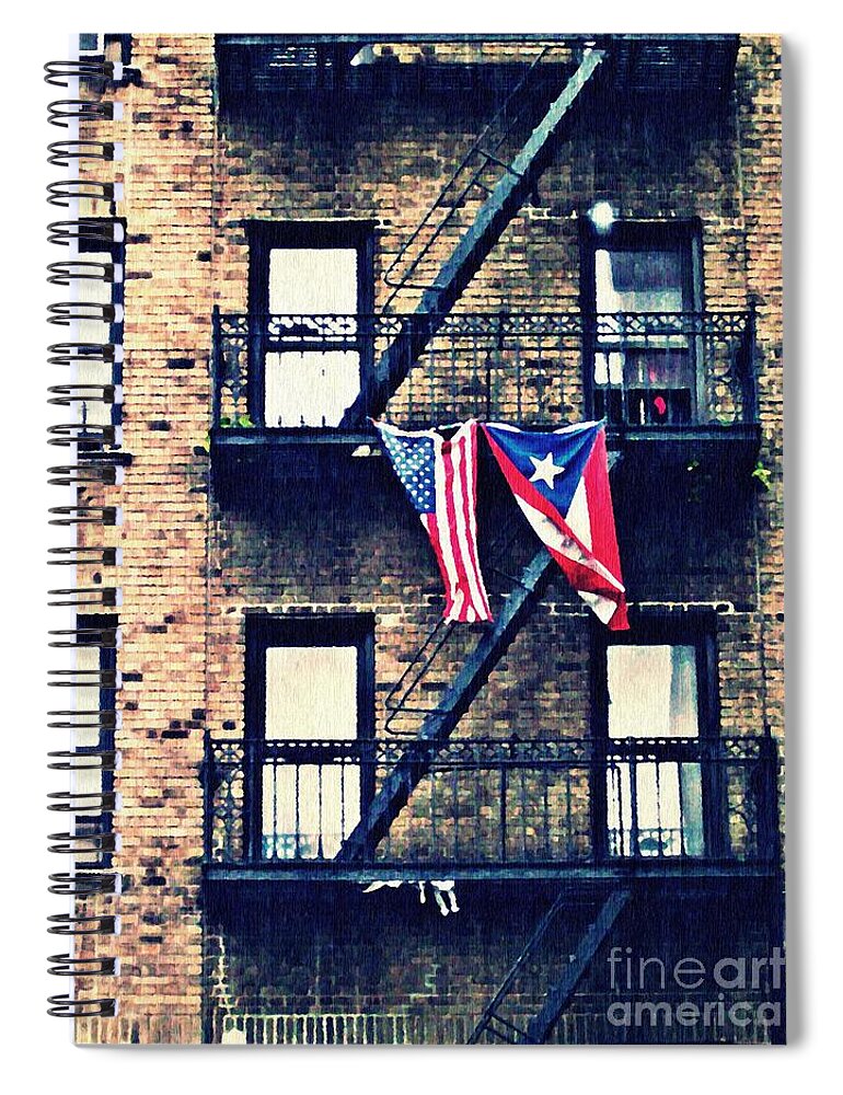 Flag Spiral Notebook featuring the photograph Two Flags in Washington Heights by Sarah Loft