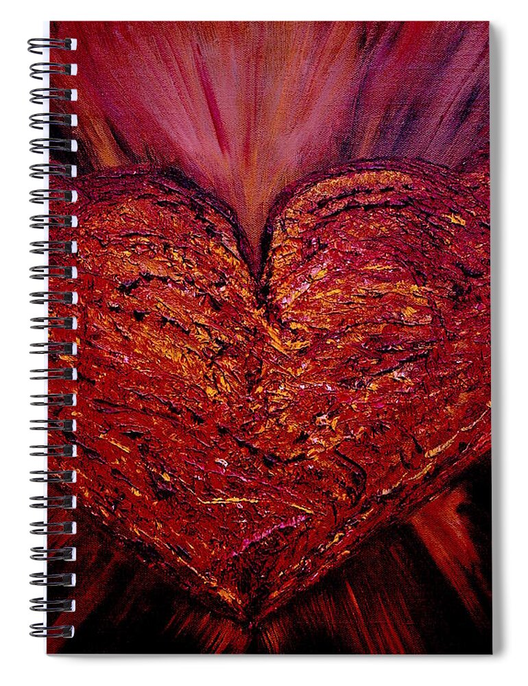 Abstract-painting Spiral Notebook featuring the painting Two Hearts Become One Heart by Catalina Walker