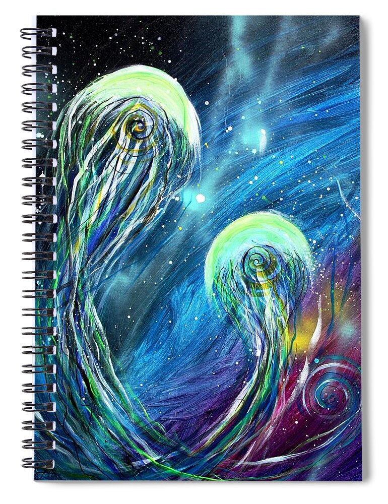 Jellyfish Spiral Notebook featuring the painting Two Into by J Vincent Scarpace