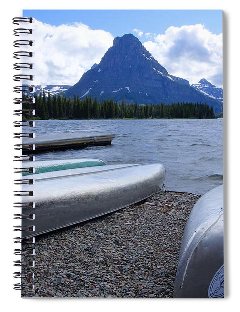 Canoes Spiral Notebook featuring the photograph Two Medicine Lake by Idaho Scenic Images Linda Lantzy