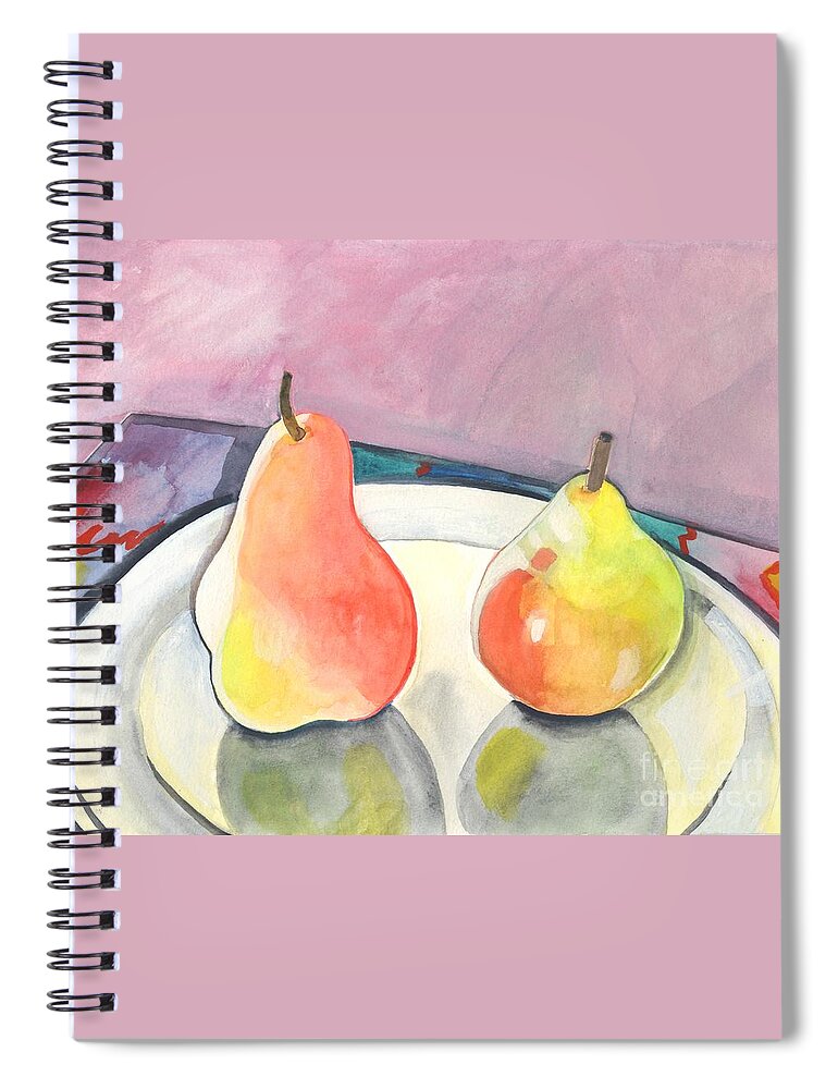 Pear Spiral Notebook featuring the painting Two Pears by Helena Tiainen