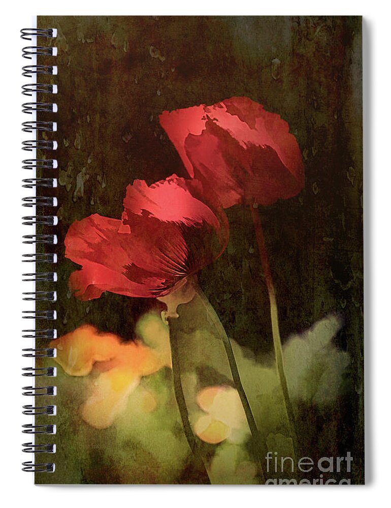 Poppy Spiral Notebook featuring the painting Two Poppies by Elaine Teague