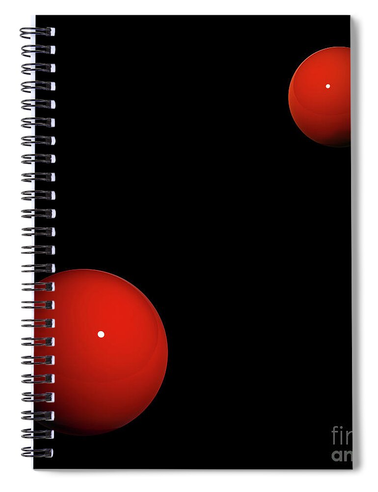 Two Red Balls Spiral Notebook featuring the digital art Two Red Balls by Olga Hamilton