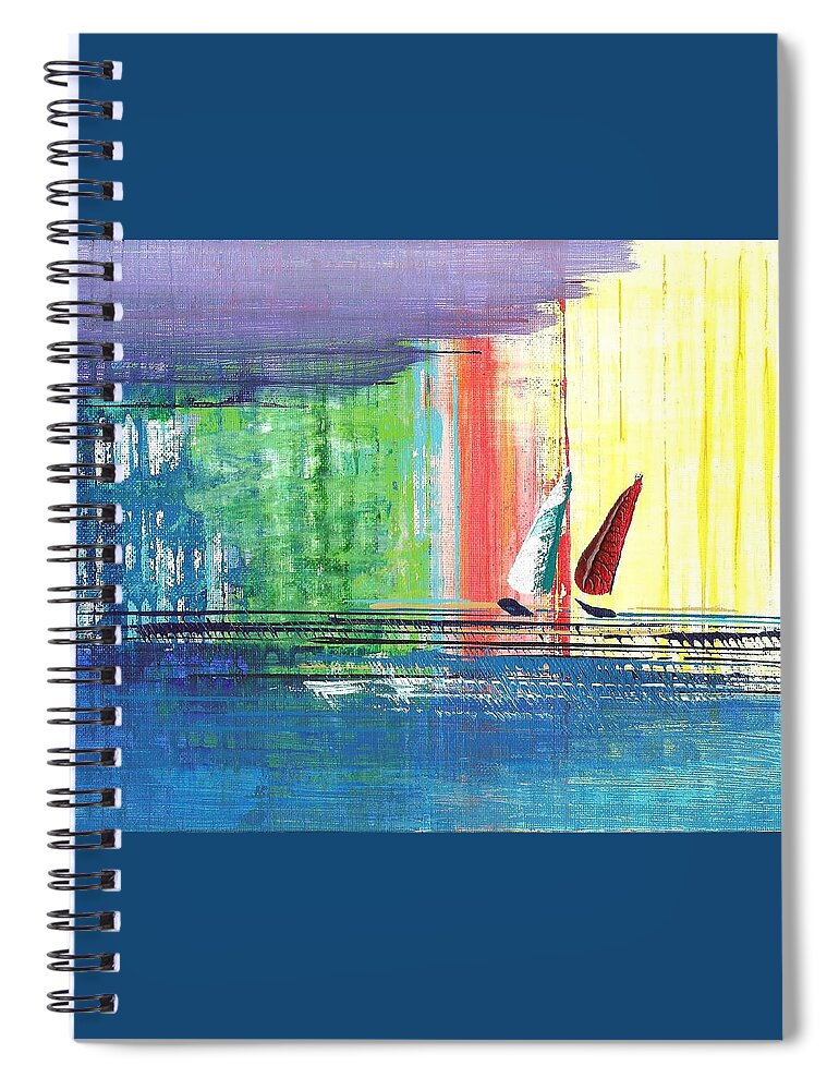 Sailboat Spiral Notebook featuring the painting Two Sails by Corinne Carroll