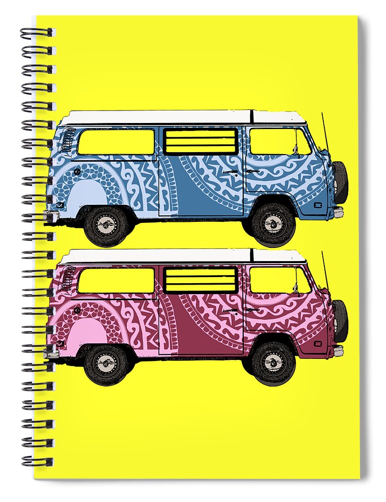 Two Spiral Notebook featuring the digital art Two VW Vans by Piotr Dulski