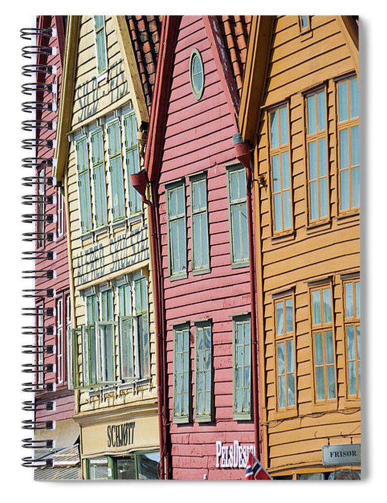Bergen Spiral Notebook featuring the photograph Tyske Bryggen, Bergen by Andrew Michael