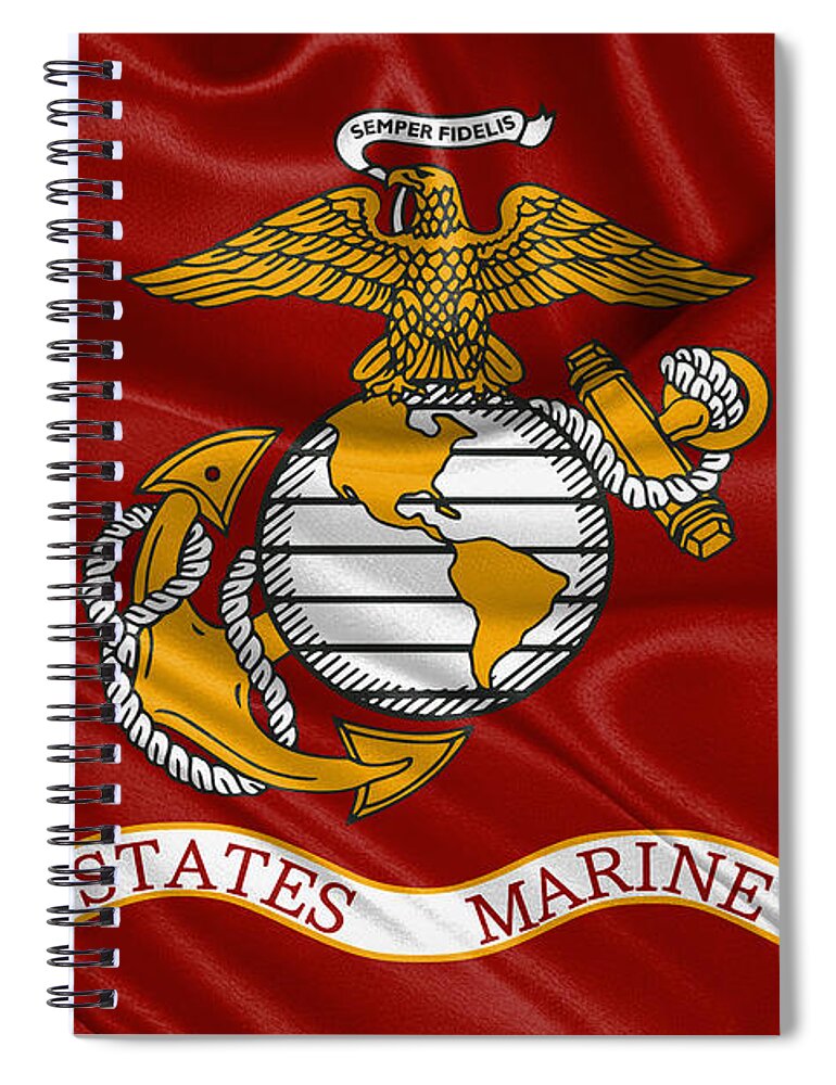 'usmc' Collection By Serge Averbukh Spiral Notebook featuring the digital art U. S. Marines - U S M C Corps Flag by Serge Averbukh