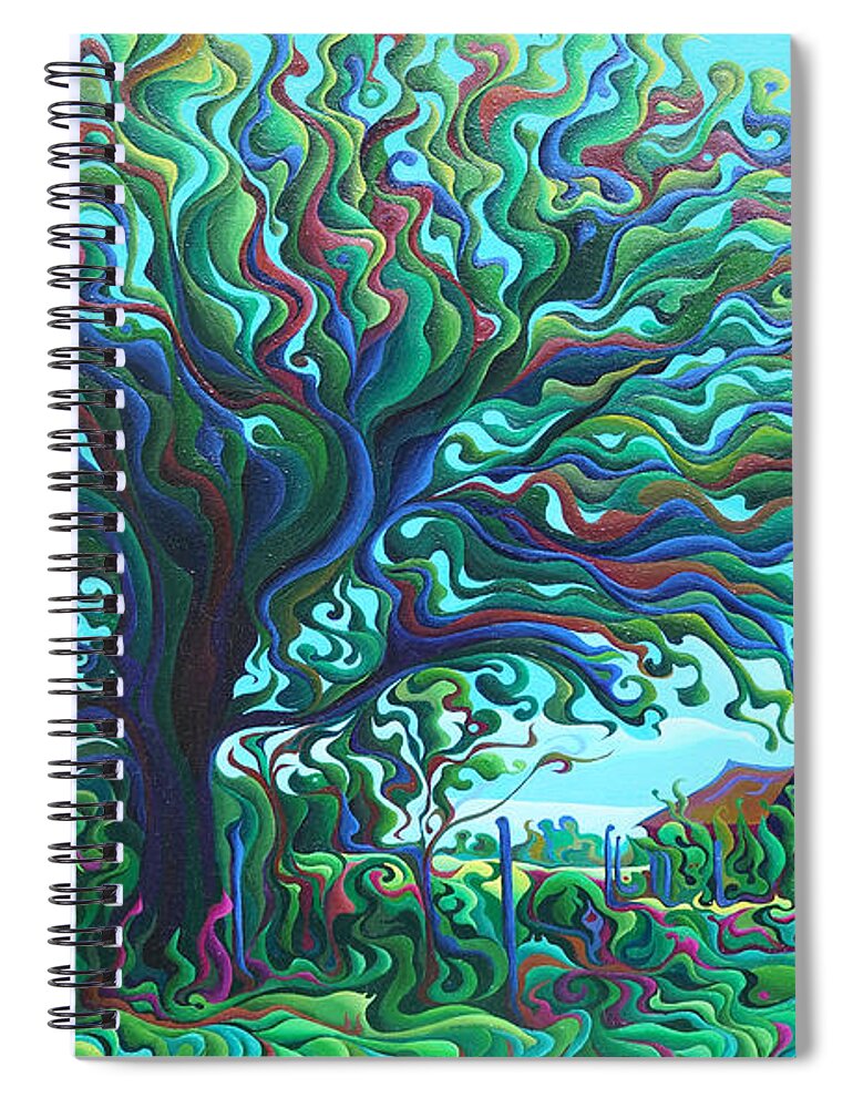 Tree Spiral Notebook featuring the painting UmBrOaken Stillness by Amy Ferrari
