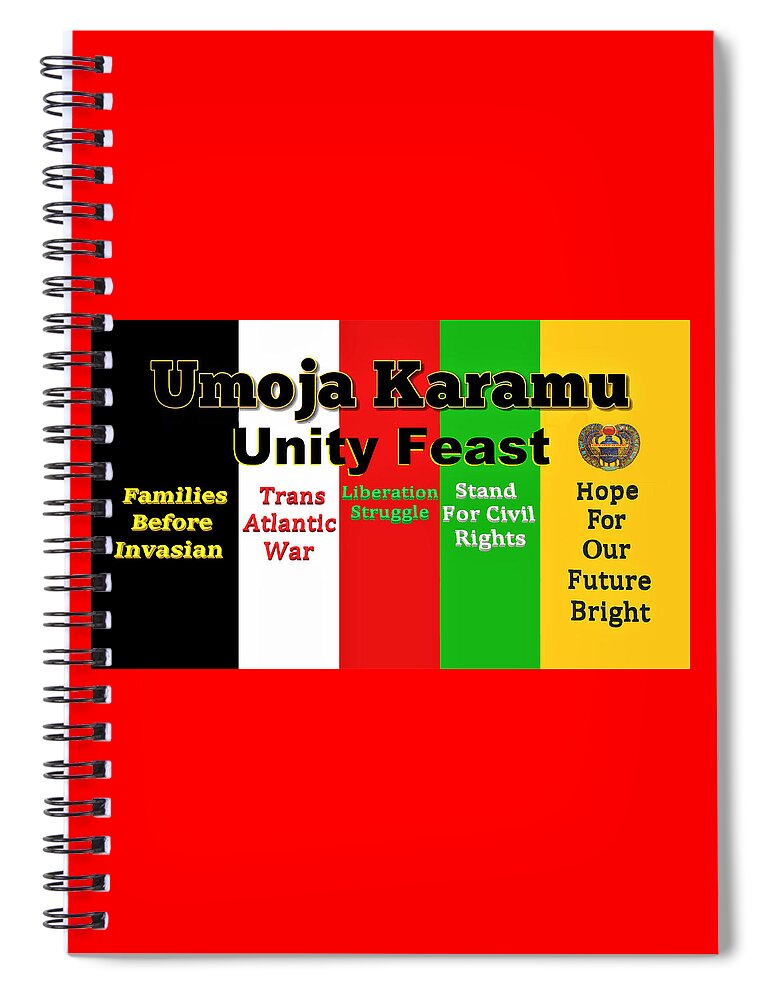 Umoja Karamu Spiral Notebook featuring the digital art Umoja Karamu Unity Feast by Adenike AmenRa