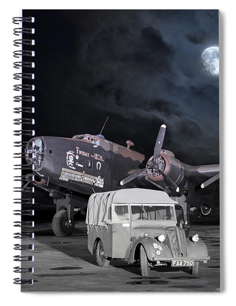 Handley Page Spiral Notebook featuring the digital art Under a Bombers Moon by Airpower Art