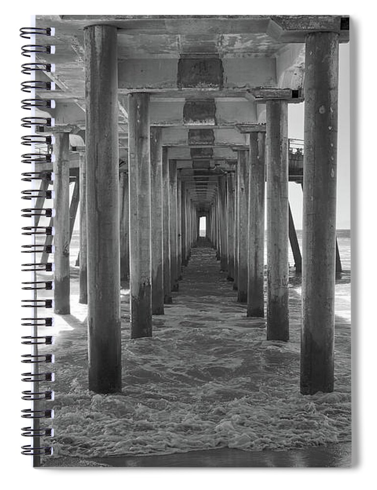 Huntington Beach Spiral Notebook featuring the photograph Under Huntington Beach Pier by Ana V Ramirez